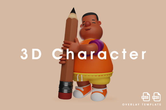 3D Big Boy Cartoon Design with Pencil