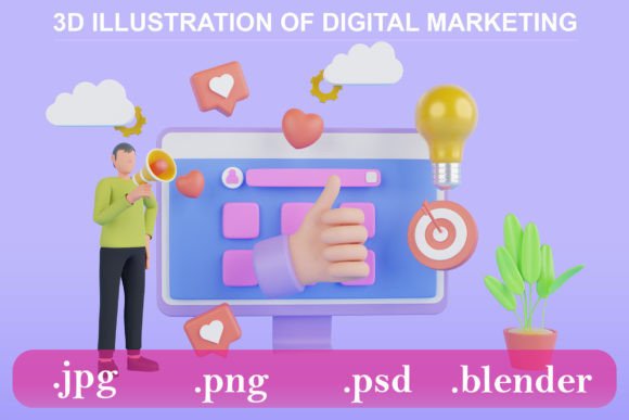3D Marketing Social Media Concept: Visual Power in Design