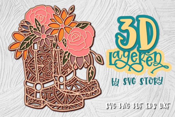 3D Rubber Boots Layered Design SVG for Creative Projects