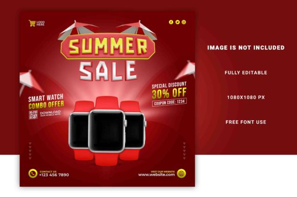 Summer Sale 3D Social Media Post Design